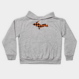 Upper Peninsula of Michigan Blaze Orange Flannel Kids Hoodie